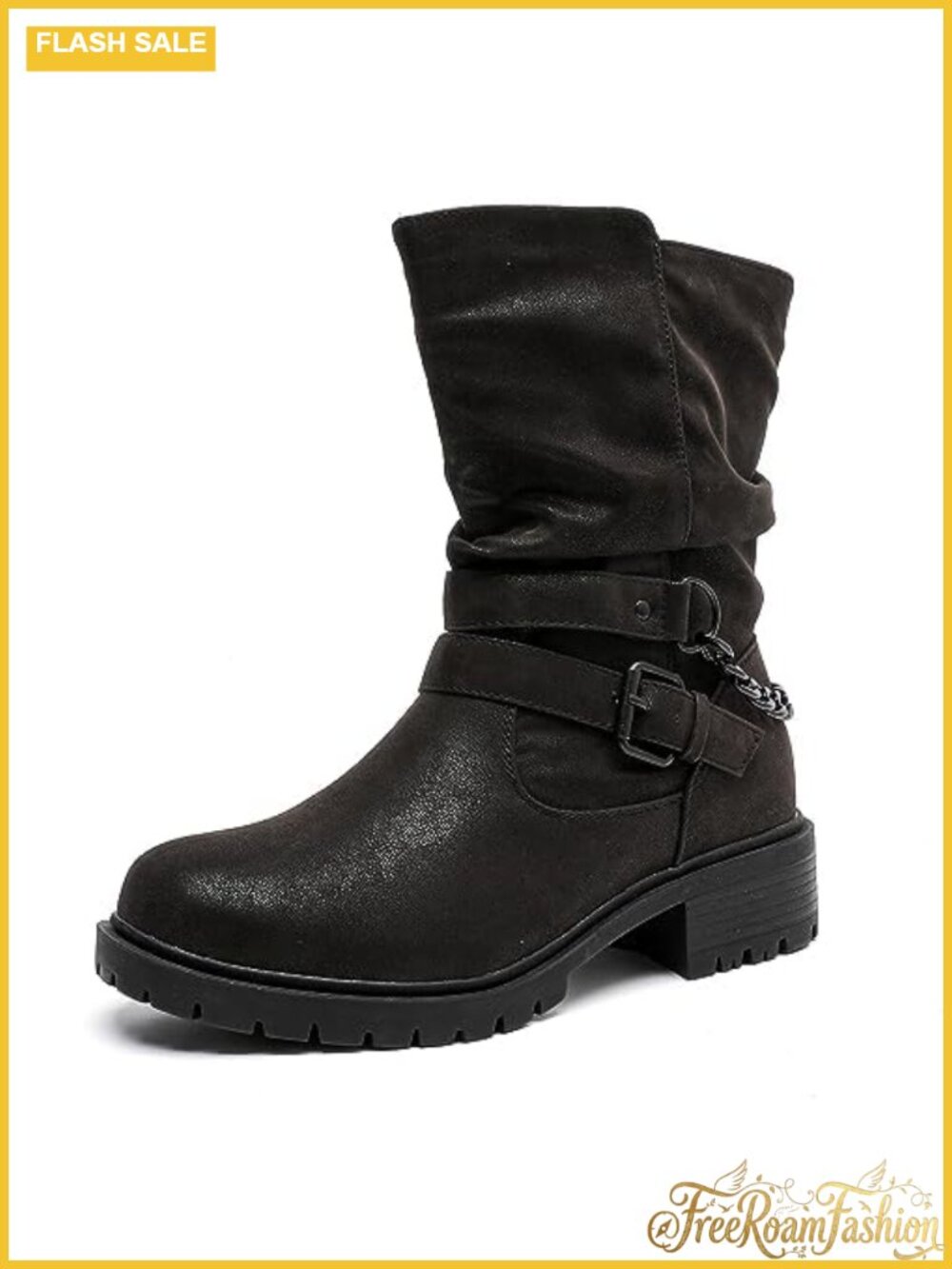 Women's Extra Wide Width Ankle Boots Faux Leather Memory Foam Block Heel